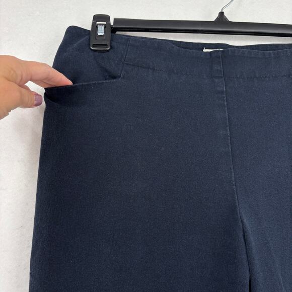 Talbots Ankle Dress Pants Size 14 Petite Navy Blue Side Zip Cotton Blend Stretch - Picture 2 of 9